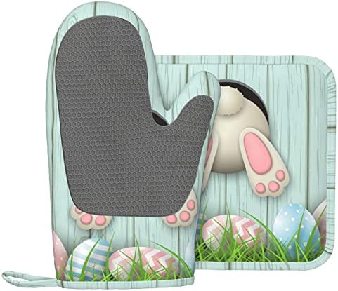 Easter Bunny Oven Mitts Set of 2 - White Adorn Your Kitchen