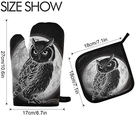 Halloween Animal Owl Potholders Oven Mitts Set