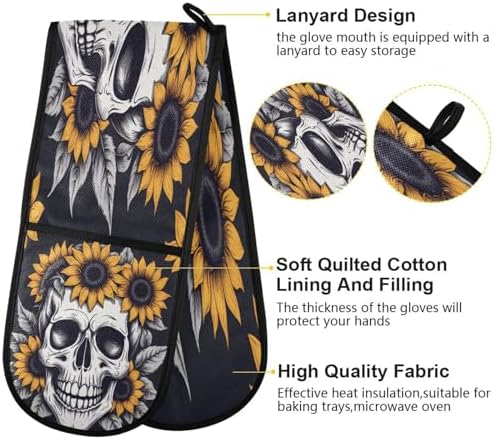 Quteprint Halloween Skull Sunflower Oven Mitts