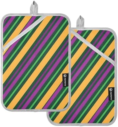 Mardi Gras Striped 2-Pack Potholders
