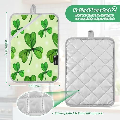 Kcldeci Watercolour Shamrock Pattern Pot Holders