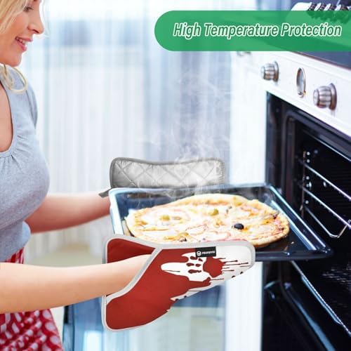 Ourvii 2-Piece Bloody Hand Print Pot Holder Set Heat Resistant Kitchen Pots