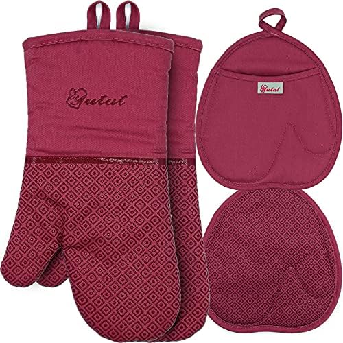 Yutat 4 Piece Oven Mitts and Pot Holders Set