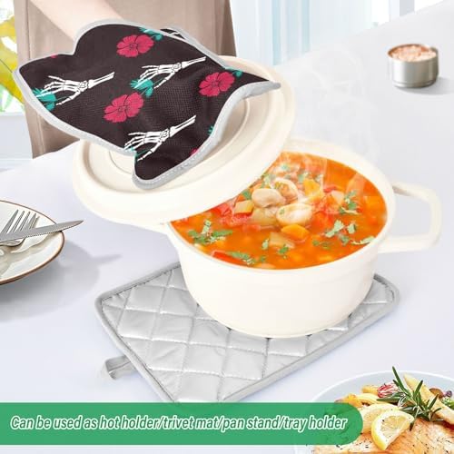 Ourvi Halloween Skull Flowers Pot Holder Set 2 Piece