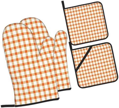Sketch Art Style Oven Mitts Heat Resistant Pots Cooking Glove Sets