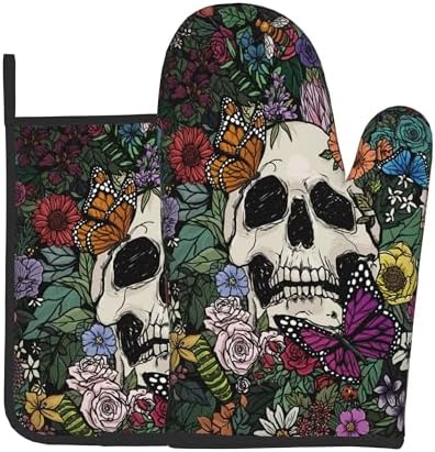 Gothic Skull Pot Holders Oven Mitts