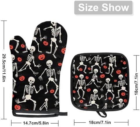 Halloween Funny Skull Oven Mitt Pot Holder Set
