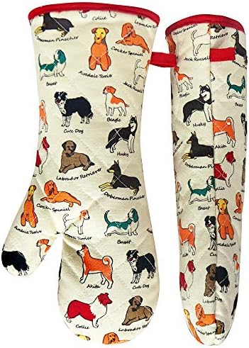Cotton Oven Mitts Dog Flower Design 1 Pair Heat Resistant