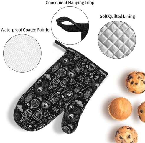 Gothic Skull Halloween Oven Mitts Set of 4