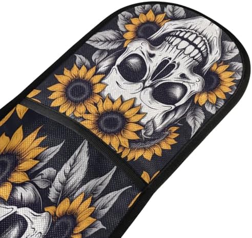 Quteprint Halloween Skull Sunflower Oven Mitts