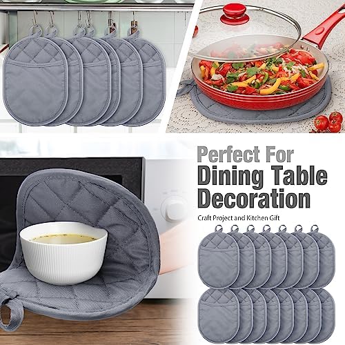 Set of 12 Heat-Resistant Gray Oval Pot Holders for Kitchen