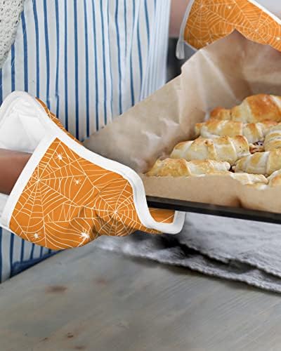 Halloween Araneid Web 5PCS Pot Holders Set - Heat Resistant with Pockets and Loop