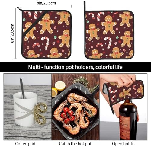 Christmas Gingerbread Candy Pot Holders Set of 2