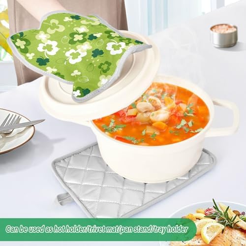 Kcldeci Green Clover Heat-Resistant Oven Mitts 2-Pack
