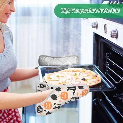 GAIGEO Halloween Black Cats Oven Hot Pads Set