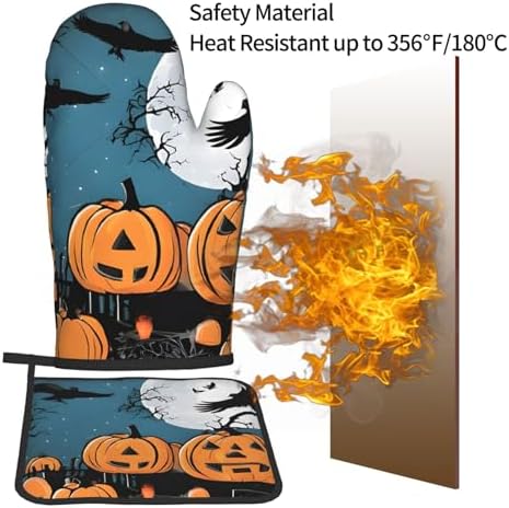 Spooktacular Halloween Oven Mitts Pot Holders Set