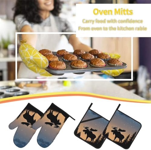 ZHANLEI 4-Piece Oven Mitts Pot Holders Set