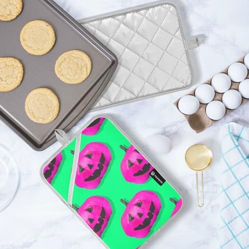 2-Piece Halloween Pink Pumpkin Potholders