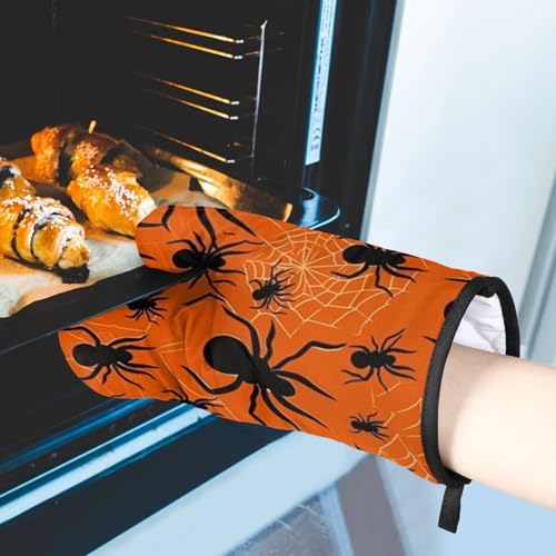 Halloween Spiders Web Oven Mitts and Pot Holder Set of 2