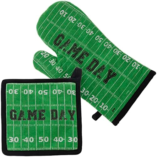 Oven Mitt Pot Holder Set Football Fever
