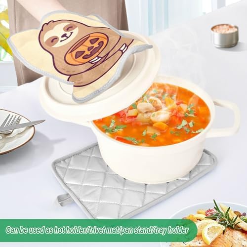 OURVII 2Pcs Halloween Sloth Pot Holder Set