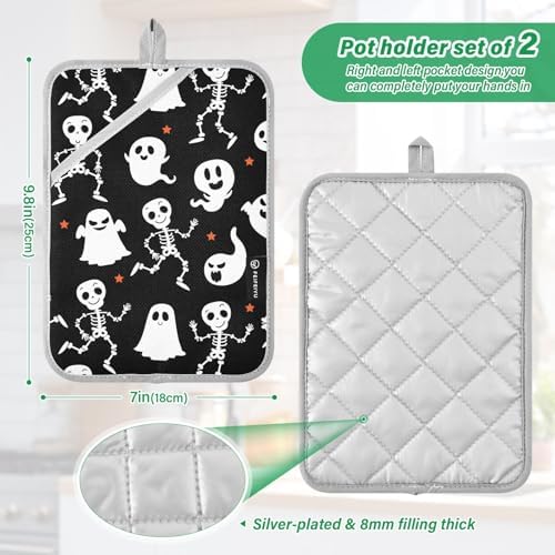 2-Piece Halloween Skeleton Potholders