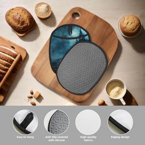 Thick and Soft Silicone Oven Mitt and Potholder Set