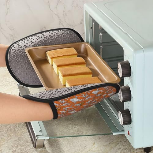 Premium Heat-Resistant Silicone Pot HoldersHalloween Mummy Oven Mitts with Hanging Loop