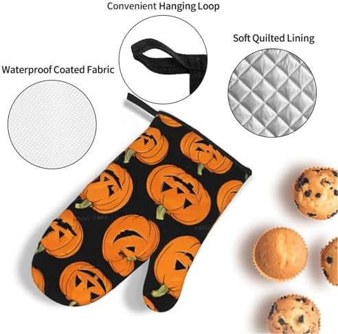 Vuiopuf Halloween Pumpkin Oven Mitts 4-Piece Set
