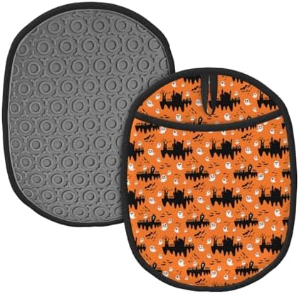 Halloween Spooky White Oven Mitts with Hanging Loop