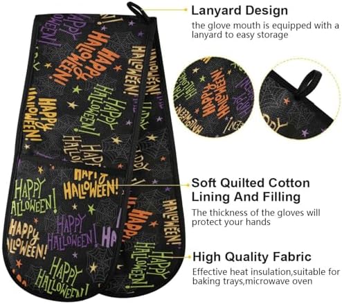 ZZXXB Happy Halloween Heat-Resistant Oven Mitts for Kitchen Use