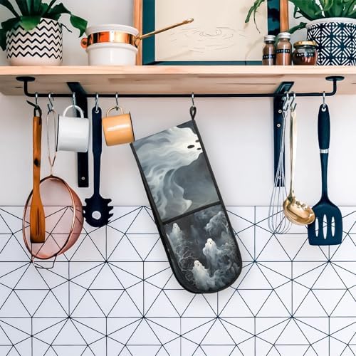 Halloween Abstract Ghosts Oven Mitt Padded Heat-Resistant Kitchen Tool