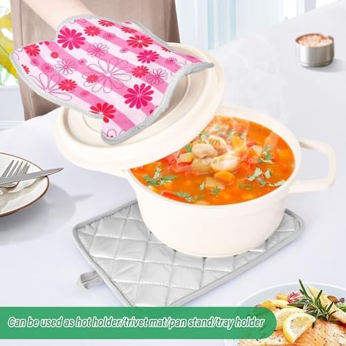 Kcldeci Spring Flowers 2Pack Pot Holder Set Heat-Resistant Oven Mitts