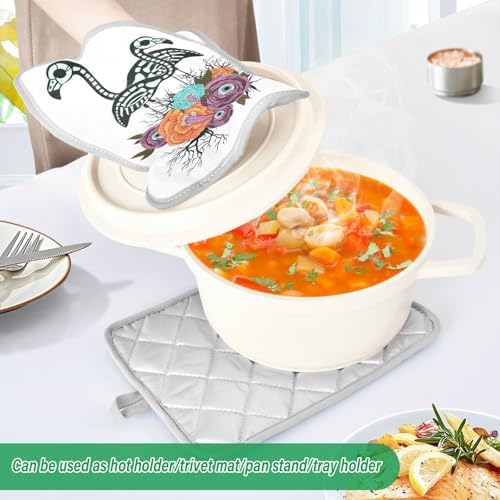 OurVii 2-Piece Flamingo Skeleton Pot Holder Set Heat-Resistant Non-Slip