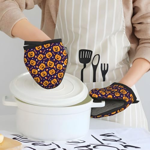 Mini Silicone Oven Mitts - Halloween Kernel Pumpkins for Cooking Baking Allure