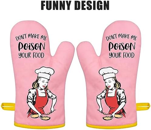 Funny and Warm Retro Baking Oven Mitt Set for Women