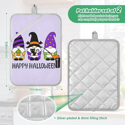 Halloween Gnomes Potholders Set for Cooking