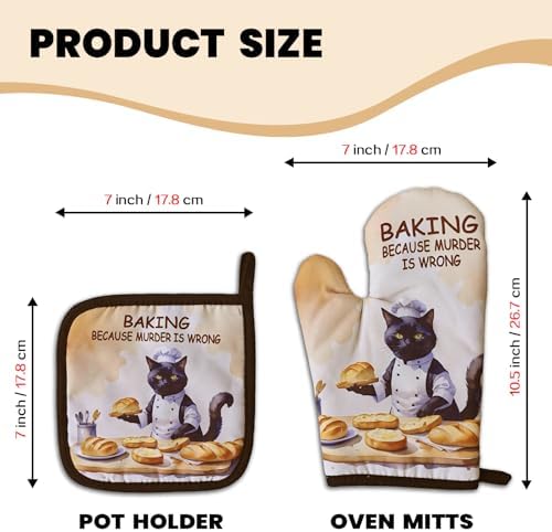 steward Cat Oven Mitt Set with Humor Make Baking Fun
