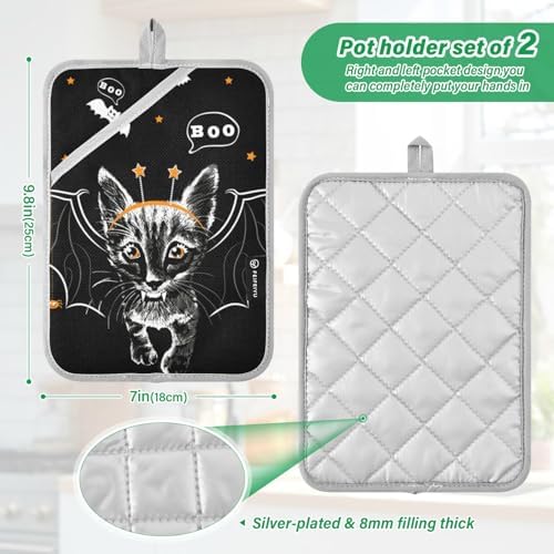 Cat with Bat Wings Potholders