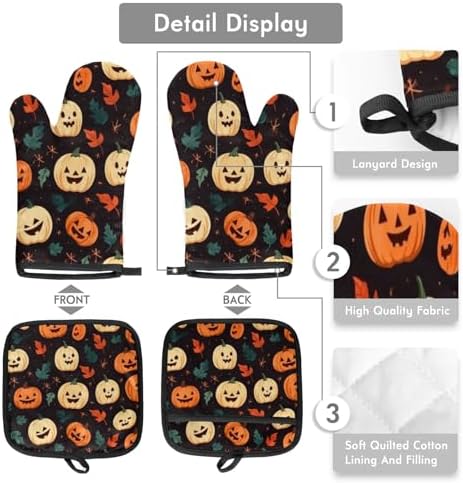 Cute Pumpkins Halloween Oven Mitts Potholders