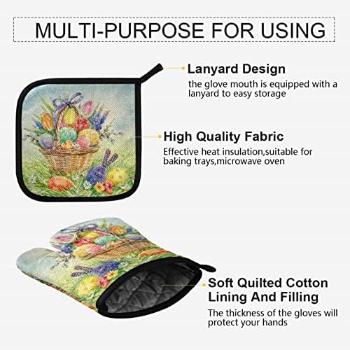 Colorful Easter Egg Oven Mitt Set