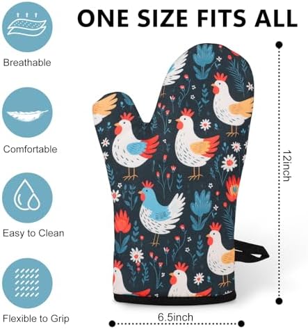 Miracu Oven Mitts Cozy Hen Kitchen Accessories for Cooking Entertaining