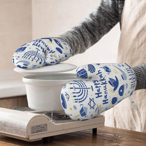 Happy Hanukkah Oven Mitts with Silicone