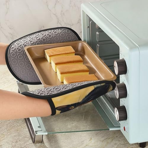 Halloween Cute Black Cat Pot Holder Heat-Resistant Oven Mitt for Kitchen