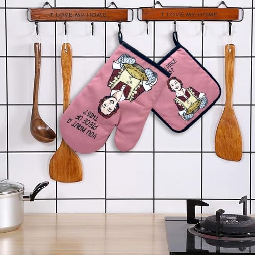 Jxubeuro Funny Oven Mitts Set of 2 with Non-Slip Design