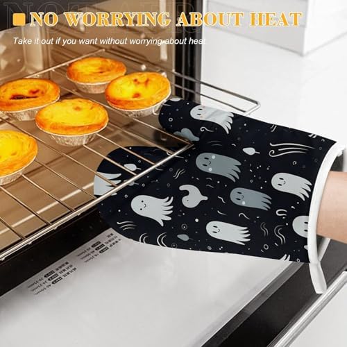 Cute Halloween Ghost Oven Mitts Pot Holders Set heat resistant