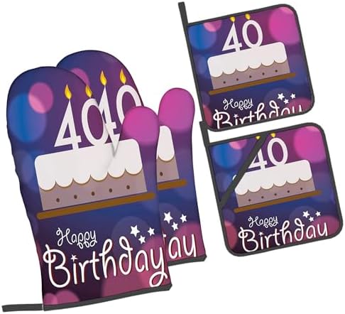 40th BirthdayOven Mitts and Pot Holders SetPink White