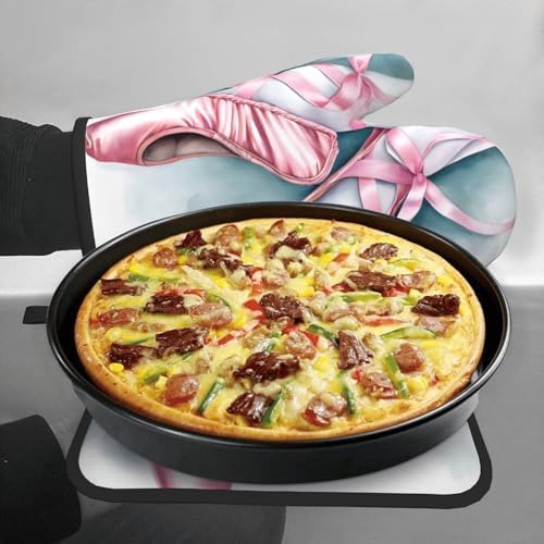 Quopvn Ballet Dancer Printed Oven Mitts and Pot Holders 2 Pack Set
