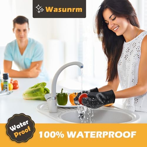 2-Piece Silicone Oven Mitts Heat-Resistant 500 Degrees