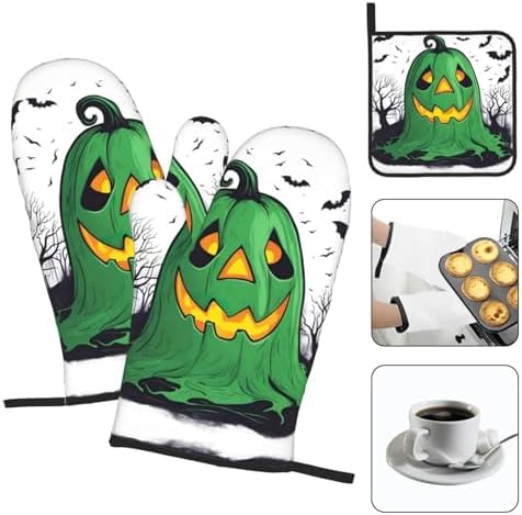 Thermal Oven Mitts for Halloween Heat-Resistant Kitchen Pots Grills